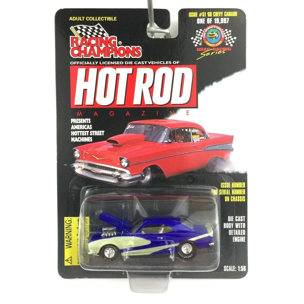 Racing Champions Hot Rod Magazine 1968 68‎ Chevrolet Chevy Camaro Die Cast 1/63